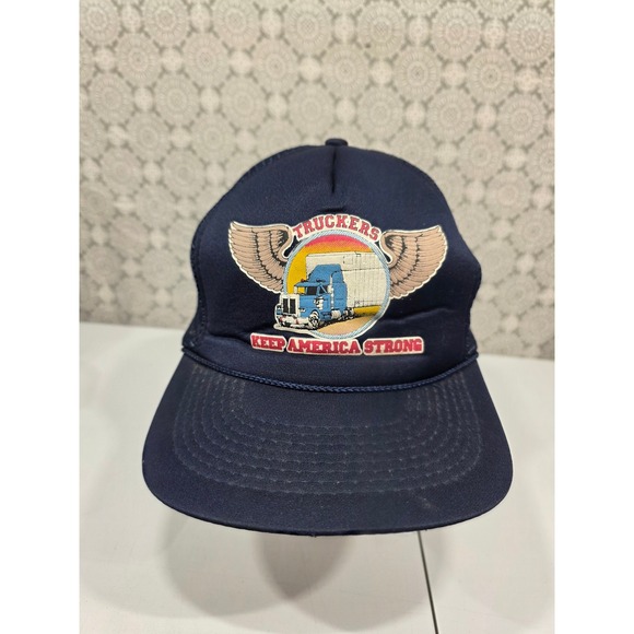 Other - Vintage Truckers Keep America Strong Mesh Back Trucker Hat Navy Blue
